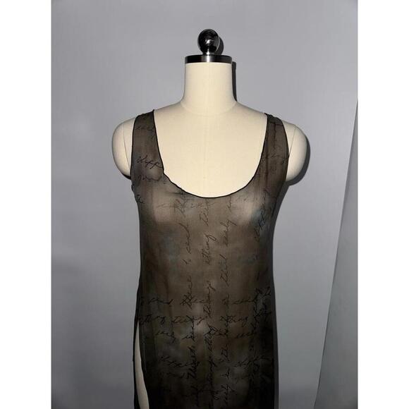 Silk Sheer Tunic Top Chemise Dress Gray No Sz Tag Fits Like S Small - Picture 2 of 7